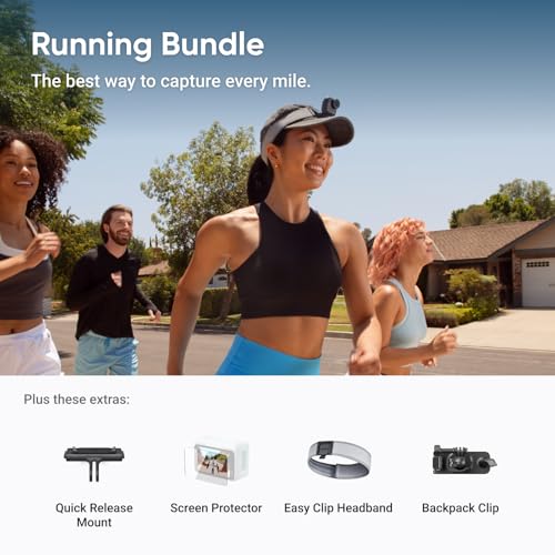 Image of Insta360 GO Ultra Running Bundle - Small 4K Vlogging Camera, Hands-Free, POV Cam, 1 /1.28 inch Sensor, 53g Lightweight, 156 FOV, 200 Min Battery Life, Magnetic Wearable Action Camera for Sports, Vlog