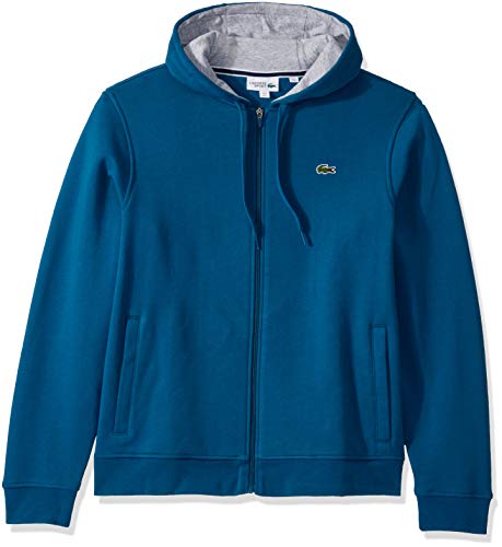 Lacoste Mens Sport Fleece Zip Up Hooded Sweatshirt Sweatshirt, Illumination/Silver Heathered, XXL