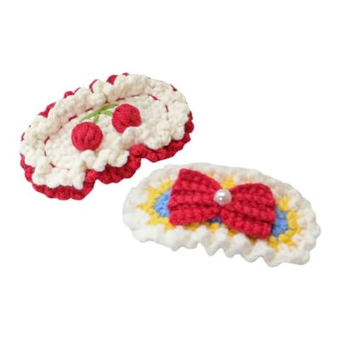 Harmoso Toddler Hair Clips (2pcs) Handmade Crochet Cherry Hair Clips for Women No Slip Fluffy Baby Hair Clips Pink Hair Clips for Toddlers 2-4 years Cover