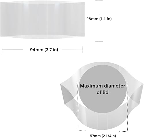 Miniatura 10 de Banda retráctil perforada negra impresa transparente de 4.331 x 1.102 in para frascos de cosméticos, frascos de plástico y más. Rango de diámetro