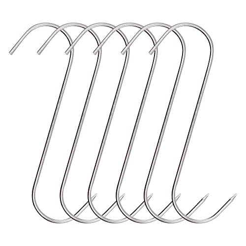 ONEBO 6 Pezzi Ganci per carne,Gancis Macellaio,Gancis per carne per affumicare,per appendere cervi, manzo, pesce, merluzzo, pancetta, barbecue, grill