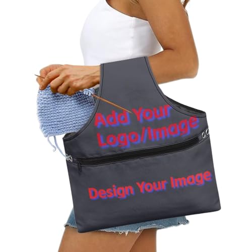 Image of ZUXONGSY Custom Knitting Bag for Knitting Tote Bag Lightweight Customized Picture Yarn Tote Bags for Crocheting Personalized Customization Knitting Yarn Storage Bag Organizer