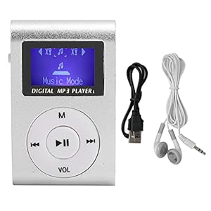 Portable Mini MP3 Music Player with Clip, USB & LCD Screen, Supports 32GB Memory Card, Earphone & USB Cable (Silver)