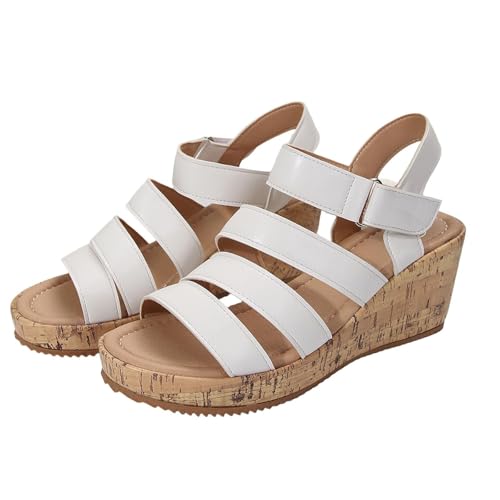 Women's Roman Style Open Toe Platform Sandals Wedge Ankle Strap Sandals Summer Open Toe PU Leather Shoes