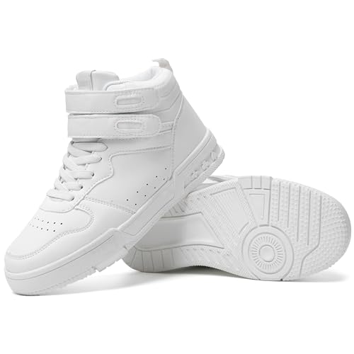 Women's High Top Fashion Basketball Ankle Boots Walking Tennis Shoes Platform Hook and Loop Casual Faux Leather Hidden Heels Sneaker2