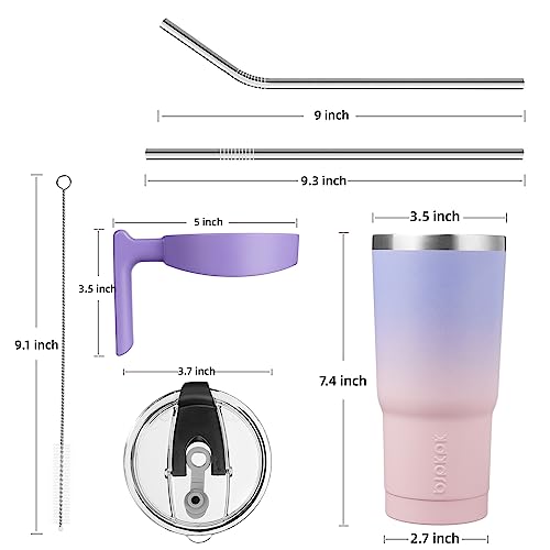 Image of BJPKPK 20 oz Tumbler with Handle & Straw, Insulated Stainless Steel Mug