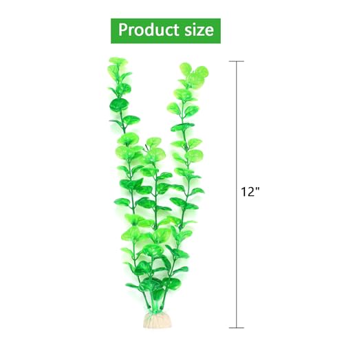 Image of AQUANEAT Fish Tank Artificial Plants, Aquarium Plants Plastic, 12Inch Tall Green Decorations,10packs