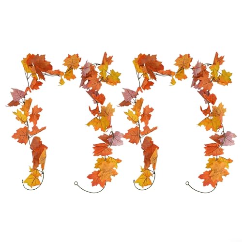 Juego de guirnaldas con hojas de otoño de dos piezas de 78 a 74 pulgadas de largo