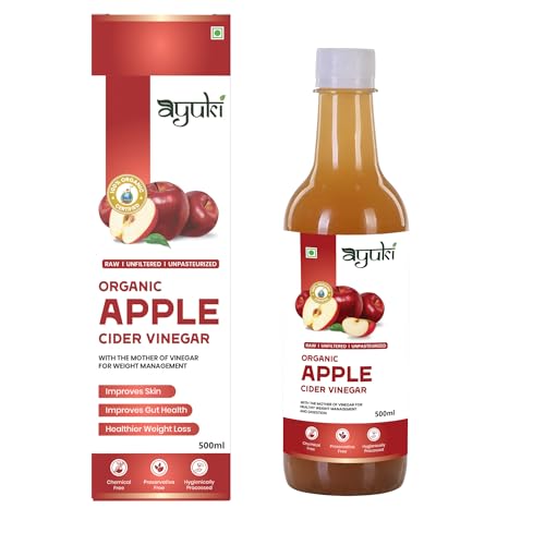 Image of AYUKI Apple Cider Vinegar Raw, Unfiltered ACV with Mother of Vinegar - Himalayan Apple Cider Vinegar for Detox, Digestion & Metabolism Boost - 500 ml