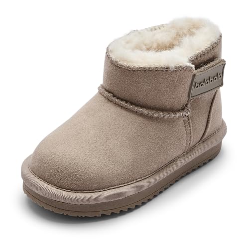 Balabala Toddler Snow Boots Winter Boots for Girls Water Resistance Boys Boots Kids Boots Solid Suede Boots Warm Lightweight