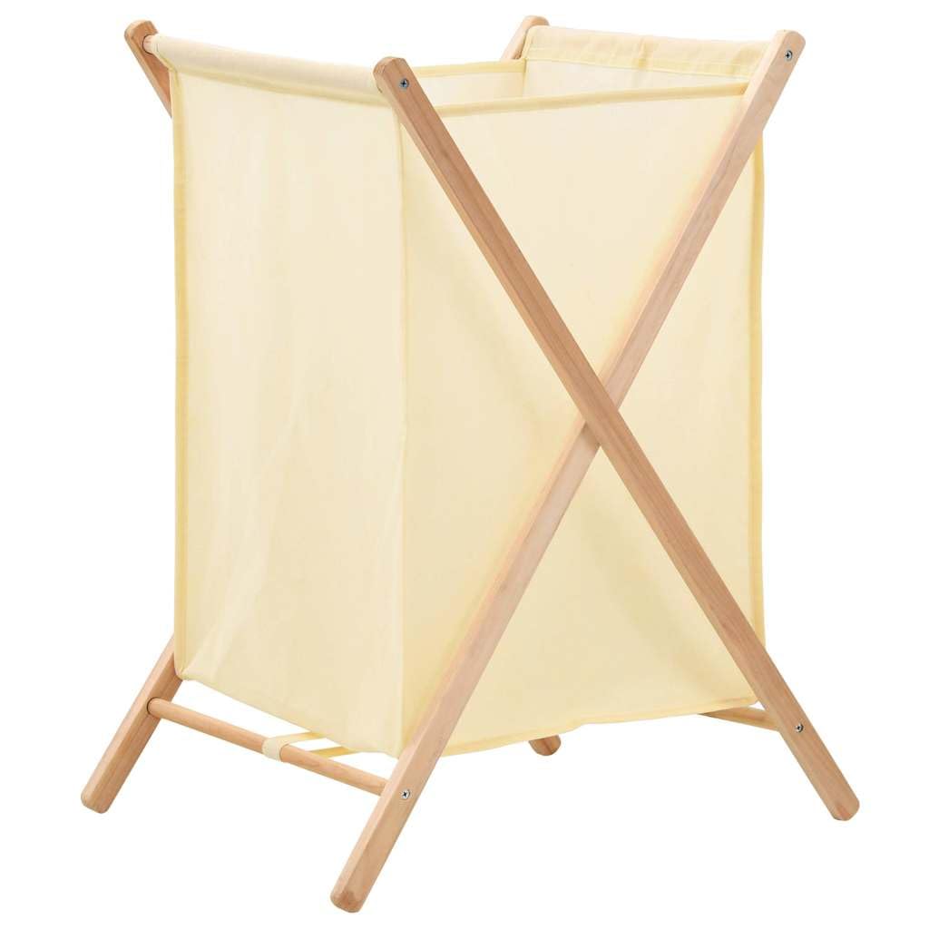 Cesto portabiancheria pieghevole 42x41x64 cm Legno di cedro Beige | Borsa in tessuto rimovibile, leggera, resistente all'usura, non richiede alcun montaggio