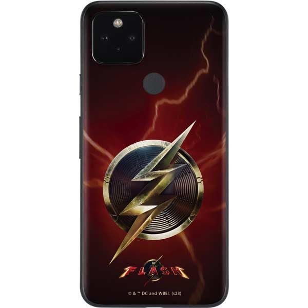 Skinit Phone Decal Skin Compatible with Google Pixel 5a - Officially Licensed Warner Bros The Flash Movie: Logo Poster Design