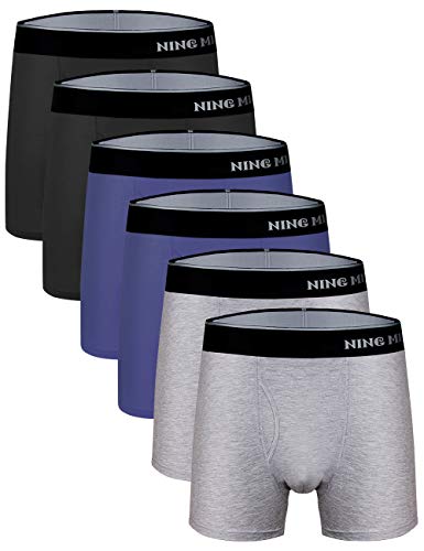 NINGMI Boxer Hommes Lot de 6 Modal Boxer Shorts Comfort Caleçons Stretchy sous-vêtements, 6 Paquet - Modal C, M