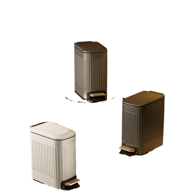 Miniatura 2 de Contenedor de residuos Cubo De Basura Con Tapa para Baño, Cubo Interior De Acero Inoxidable De 6L, Con Pedal De Paso, Estrecho, De Metal, Delgado