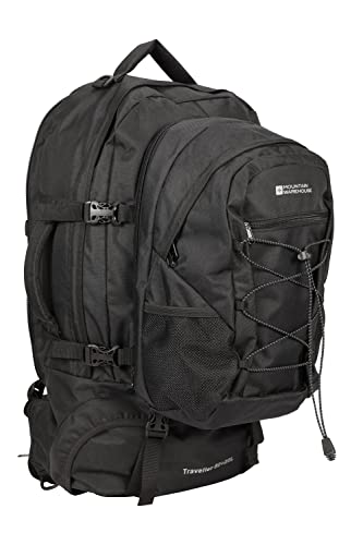 Mountain Warehouse Traveller 60L + 20L Rucksack - Large Backpack with Rain Cover, Detachable Daypack, Adjustable Back Support Travel Bag - For Camping, Hiking, Trekking Black One Size - Image 5