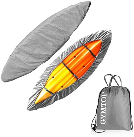 GYMTOP Waterproof Kayak Canoe Cover-7.8-18ft Storage Dust Cover UV Protection Sunblock Shield for Fishing Boat/Kayak/Canoe 7 Sizes (Gray(Upgraded), Suitable for 9.3-10.5ft Kayak)
