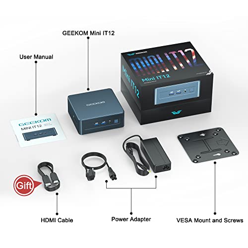 Geekom Mini Pc Mini It12, 12Th Gen Intel I7-1260P Mini Computers(12 Cores,16 Threads)16Gb Ddr4/512 Gb Pcie Gen 4 Ssd Windows 11 Pro Desktop Computer Support Wi-Fi 6E/Bluetooth 5.2/Usb 4.0/2.5G Lan/8K #TOP6
