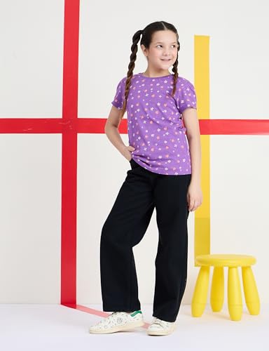Image of Amazon Brand - Symbol Girls Cotton Wide Leg Fit Jeans | Casual Denim | Age 6-14 Years
