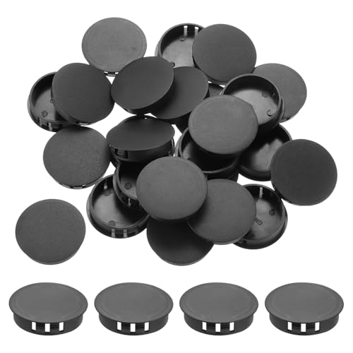 Image of MECCANIXITY 100PCS 42mm(1 5 /8 inch) Black Plastic Hole Plugs, Flush Type Panel Hole Plugs Insert End Caps for Locking Hole Tubes Furniture Cabinet