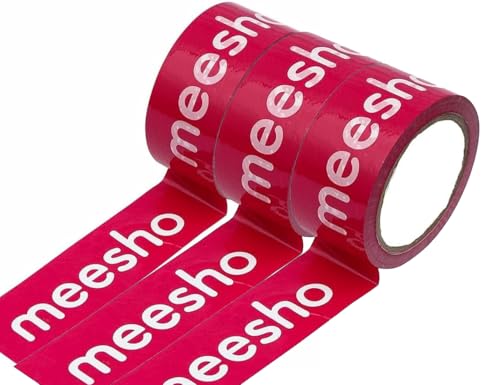 Image of D-fix Bopp Meesho Branded Printed Packaging Tape 65 Meters In Length 48Mm / 02 inch Width - 3 Roll Per Pack Suitable For E-Commerce Packaging Material For Small Business, Black