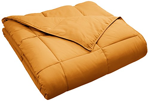 Superior Classic All-Season Reversible Comforter, Comfy, Fluffy, Cozy, Lightweight, Decorative, Duvet Insert, Plush, Oversized Bedding, Box Quilt Design, 4 Corner Loops, Full/Queen, Dusty Orange