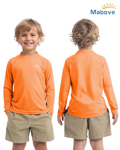 Mabove Boys Upf 50+ Long Sleeve Sport Sun Protective Rash Guard Swim Athletic Shirt Outdoor Running Orange thumb #2