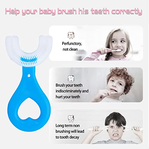 Ralis 2Pcs Kids U-Shaped Toothbrush, Toddler Toothbrush With Food Grade Soft Silicone Brush Head For 360 Degree Thorough Cleansing, Manual Training Tooth Brush For Kids Age 2-6(Pink And Blue) #TOP5