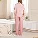 Silk Satin Pajama Set for Women Spring Fashion Two Piece Soft Pajamas Sets Fashion Casual Cute Short Sleeve Pjs Sets Pink
