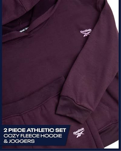 Reebok Girls Jogger Set - 2 Piece Matching Sweat Set with Pullover Hoodies and Athletic Joggers for Girls2