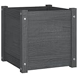vidaXL Madera Maciza de Pino Jardinera Pérgola Arriate Macetero Caja de Flores Plantas Jardín Porche Decoración Patio Estable Gris 40x40x40 cm