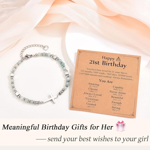 Image of Religious Cross Bracelet for Women Girls, Christian Gifts for Daughter Granddaughter Sister in Christ Friend Niece on Birthday Christmas Easter Valentines Day Graduation