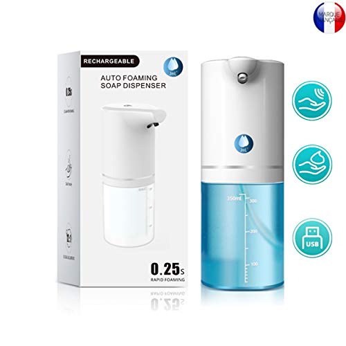 JaMoonLBV JmL® Marque Française - Distributeur Automatique de Savon Moussant - Détecteur de Mouvement à Infrarouge - Désinfectant sans Contact & Rechargeable en USB Cuisine & Salle de Bain