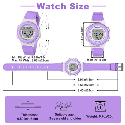 Image of SOCICO Kids Digital Watch 50M Waterproof & 7 Color Lights for Boys Girls