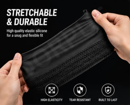 Image of Silicone Waterproof Shoe Covers for Men & Women | Reusable Non-Slip Rain Shoe Protector | Stretchable Overshoes for Rain, Mud, Snow, Hiking & Outdoor Use