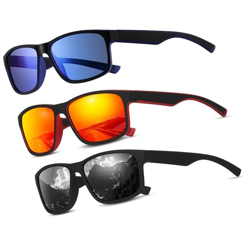 Square Polarized Sunglasses for Men Women, Lightweight Mens Sunglasses UV Protection, Trendy Driving Golf Shades