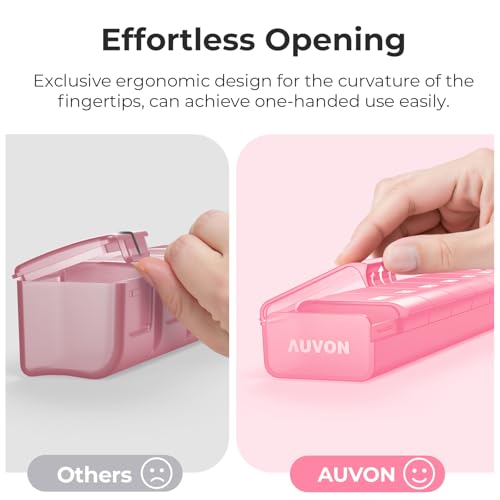 Image of AUVON Weekly Pill Organizer with Effortless Opening Design, Arthritis Friendly Pill Box, BPA-Free Pill Organizer 7 Day, Cute & Portable Pill Case for Vitamins, Supplements and Medications