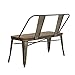YOLENY Dining Bench, Farmhouse Metal Entryway Chair with Back, Industrial Mid-Century 3 Person Rustic Spindle Bench, with Wood Seat, Removable Backrest, 42in, Bronze