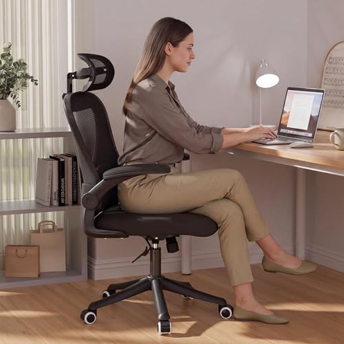 Image of Ollega Ergonomic Office Chair with Memory Foam Seat, Computer Desk Chair | 3.5 inch Memory Foam Cushion, 3D Adjustable Headrest, Lumbar Support, Flip-Up Armrests, Breathable Mesh, 330LBS Weight Capacity