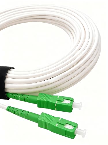 Elfcam Cavo Fibra Ottica SC/APC per SC/APC Simplex Monomodale 9/125μm LSZH, Bianco/Verde, 1M