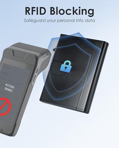 Image of QLD Mens Wallet Card Holder - RFID Blocking Wallet for Men, Pop Up Aluminum Case, Trifold, Leather, Smart, Slim, Minimalist, Front Pocket - 9-11 Card Capacity | ID Window | Cash Slot