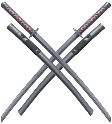 Pack 2 Katanas Tout en Polypropylene Noir Bleach Bankai Ichigo Sabre Entrainement Combat + Fourreau ABS Epee Bleach Katana