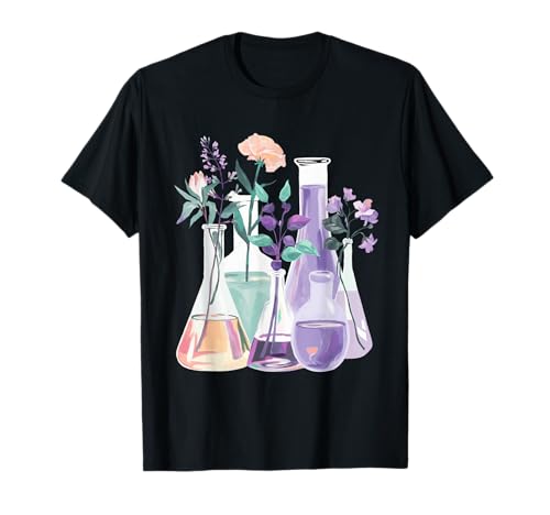 Flores Tubo Ensayo Química Estudiante Ciencias Profesor Camiseta