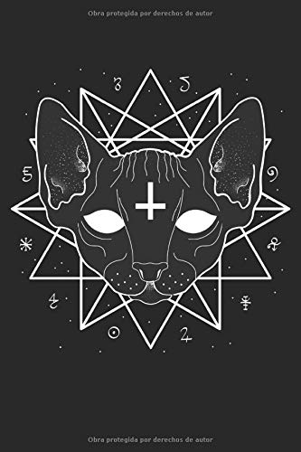 Gato Sphynx oculto: Libreta forrada de regalos de símbolos místicos de geometría...