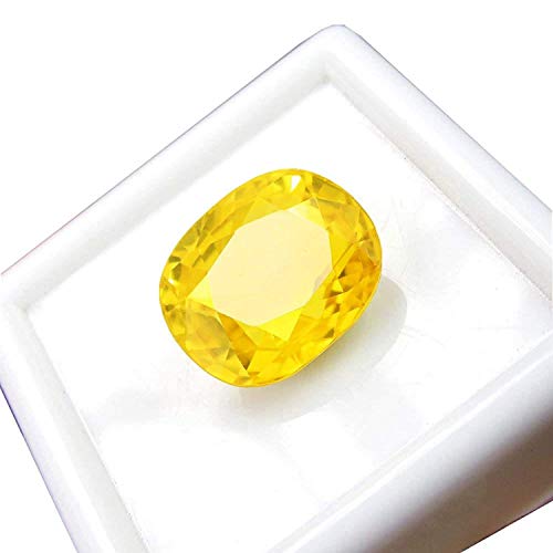 APSLOOSE Original 9.00 Carat/10.00 RATTI Cultured Yellow Sapphire-Pukhraj Stone Untreated,Ceylon Sapphire Certified Natural Gemstone A++ Quality