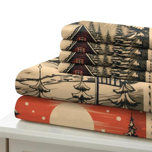 Housse de couette Noël 3D microfibre parure de lit 3 pièces lit double