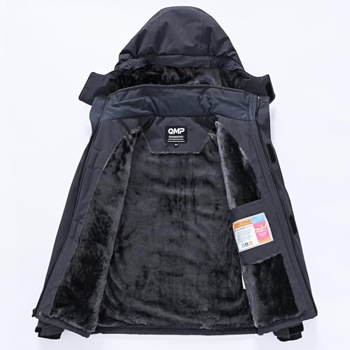 Image of Winter Jacket for Boys and Girls Waterproof Ski Jacket Winter Snow Coat Hooded Fleece Windproof with Zip Pockets