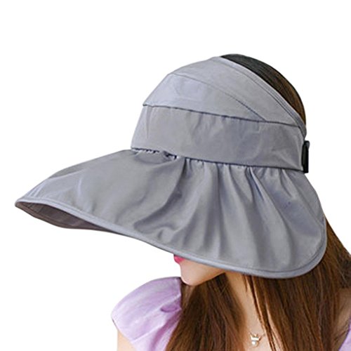 Bao Core Estilo Coreano Mujer Dama Niñas Verano Elegante ala Ancha Gorro para el Sol protección UV Plegable Packable Beach Sun Hat Cap, Mujer, Color Gris, tamaño Talla única
