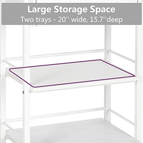 Salon Trolley Cart with Wheels, Wooden Rolling Storage Station, Mobile Utility Cabinet with 1 Drawer 2 Trays, Medical Esthetic Supply for Beauty SPA Massage Tattoo Facials, White