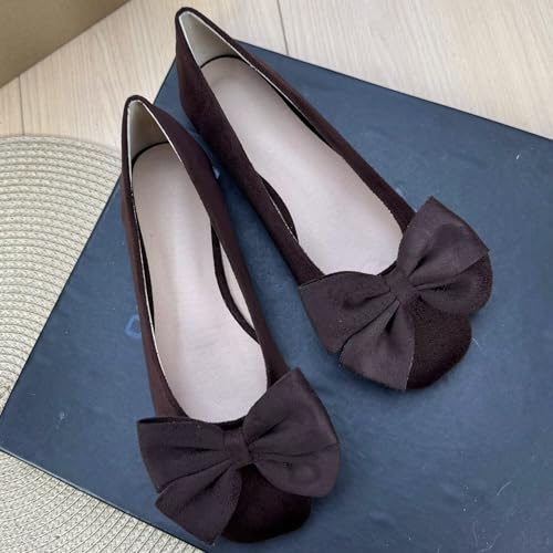 TN TANGNEST Women's Slip on Bowtie Bowknot Flat Shoes Elegant Square Toe All-Match Dressy Ballets Flats2