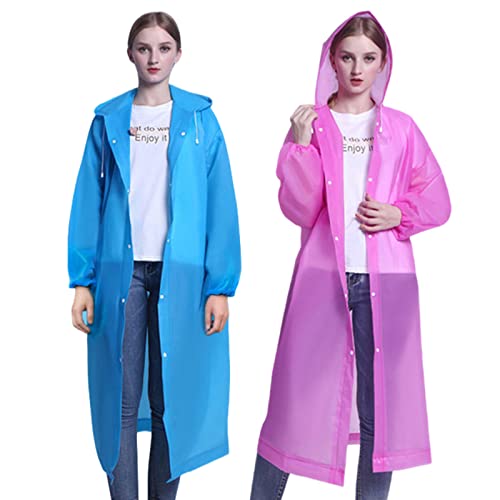 Image of Rain Poncho Raincoats for Adult Reusable - 2-5 Pack EVA Waterproof Rain Coat with Hood, Rain Gear for Men Women